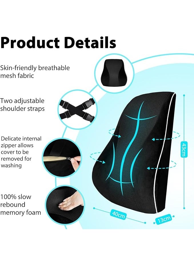 مسند ظهر طبي متطور بخاصية التنظيم الحراري المزدوج - وسادة دعم القطنية من الميموري فوم عالي الكثافة لكرسي المكتب والسيارة - مزود بأحزمة تثبيت مزدوجة - Image 4